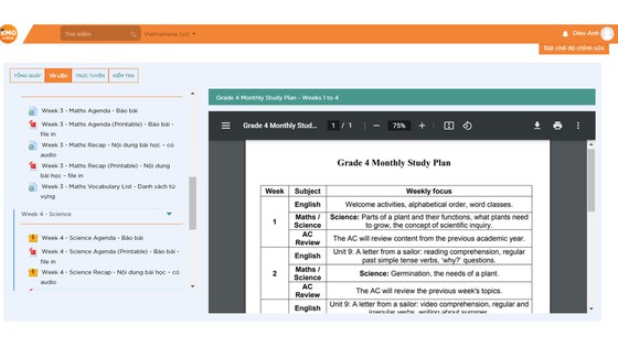 Học sinh TATH sử dụng hệ thống EMG LMS để truy cập các nội dung học tập